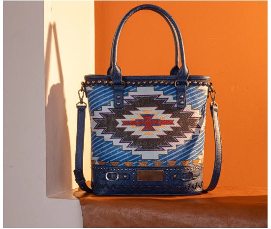 Aztec Concealed Carry Crossbody - Sky Blue