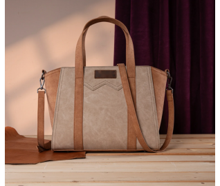 TB Stitch Two Tone Tote - Tan