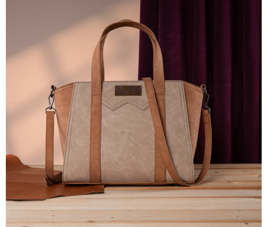 TB Stitch Two Tone Tote - Tan