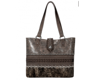 TW Collection Hair-On Cowhide Carry Tote Shade
