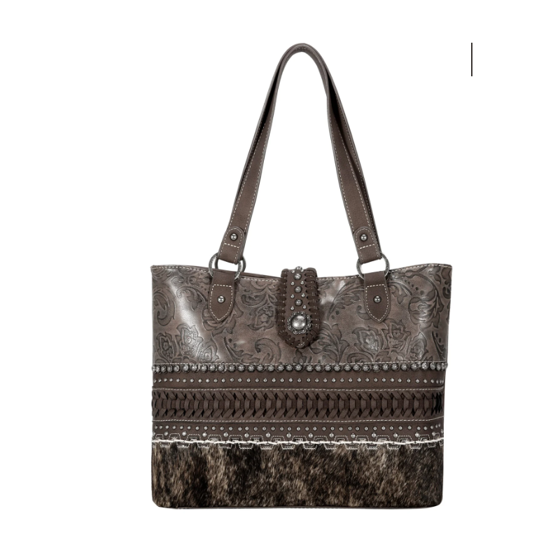 TW Collection Hair-On Cowhide Carry Tote Shade