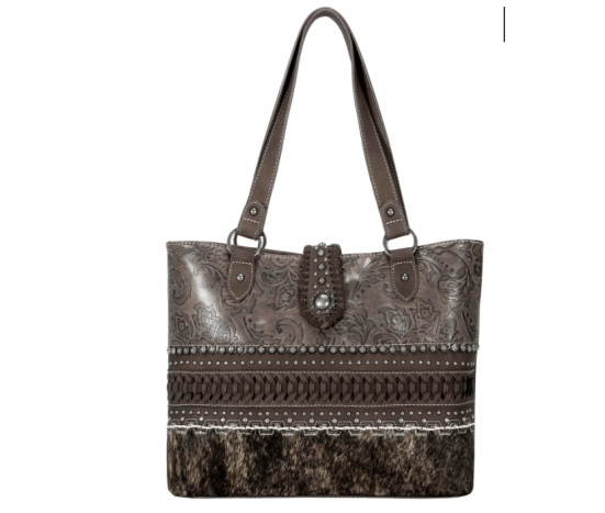 TW Collection Hair-On Cowhide Carry Tote Shade