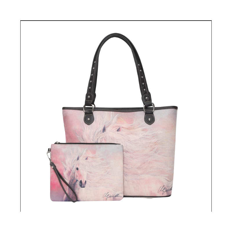 TB Horse Print Tote - Pink