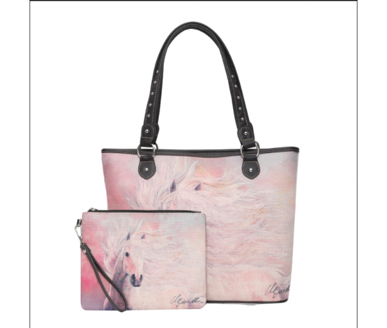 TB Horse Print Tote - Pink