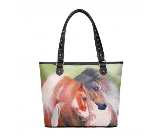 TB Horse Painting Tote - Brown