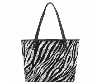 TB Zebra Print Canvas Tote Bag