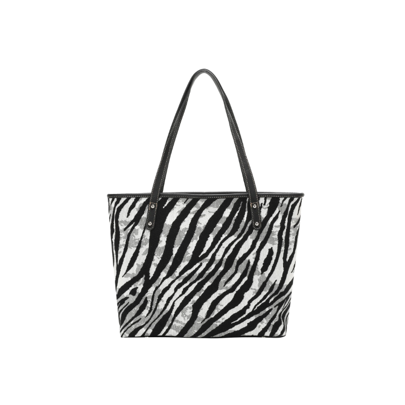 TB Zebra Print Canvas Tote Bag