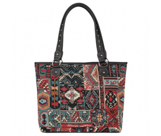 TB Ethnic Pattern Mix Print Canvas Tote Bag