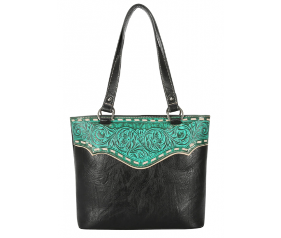 TW Collection Tooled Carry On Tote Teal
