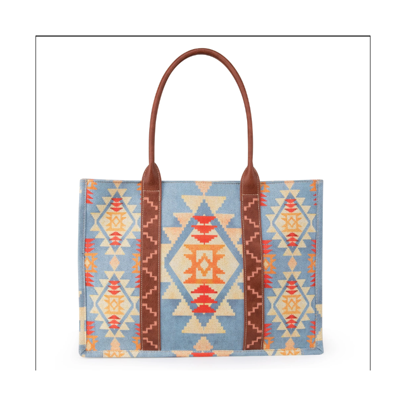 Trimeliebuy Southwestern Print Dual Lined Carry On/Tote - Light Blue