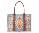 Trimeliebuy Southwestern Print Dual Lined Carry On/Tote - Light Blue