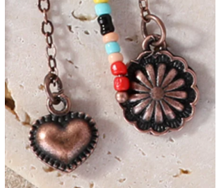 TB's Rustic Beaded Long Dangle Chain Beaded Ear Cuff - Brown