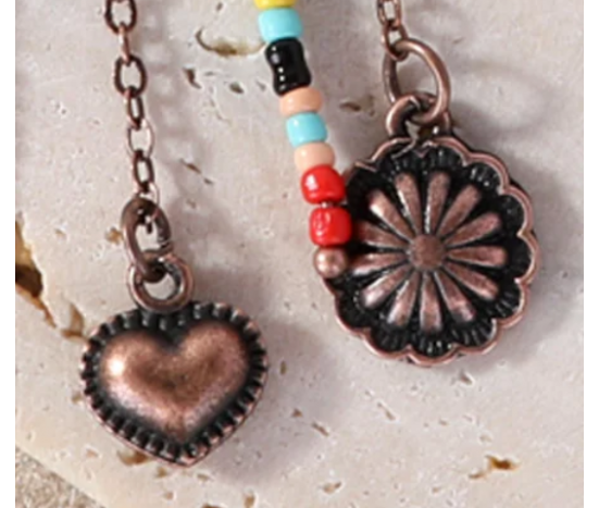 TB's Rustic Beaded Long Dangle Chain Beaded Ear Cuff - Brown