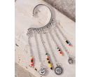 TB's Rustic Beaded Long Dangle Chain Beaded Ear Cuff - Silver