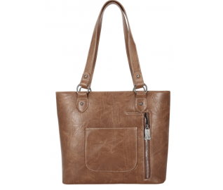 TW Collection Tooled Carry On Tote Warm Brown