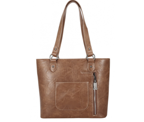 TW Collection Tooled Carry On Tote Warm Brown