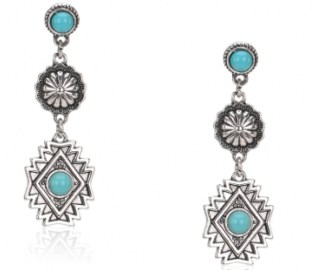 TB's symbolic Artificial Stone Aztec Dangling Earring - Turqoise