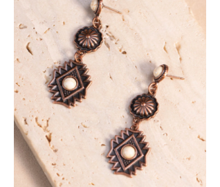 TB's symbolic Artificial Stone Aztec Dangling Earring - White