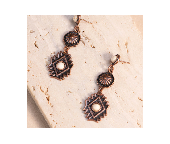 TB's symbolic Artificial Stone Aztec Dangling Earring - White