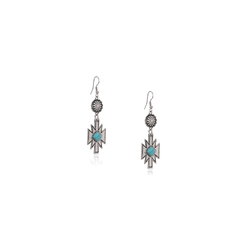 Turquoise Stone Aztec Dangling Earring