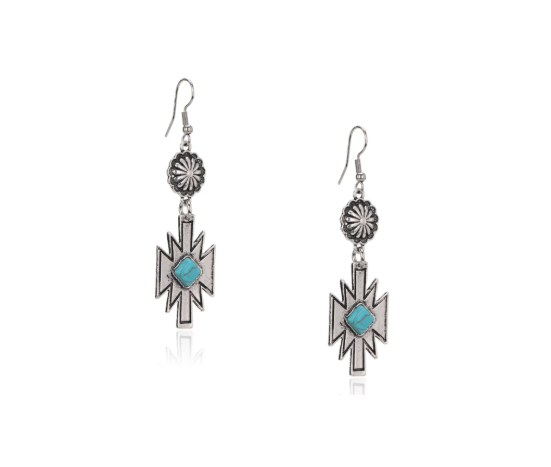 Turquoise Stone Aztec Dangling Earring
