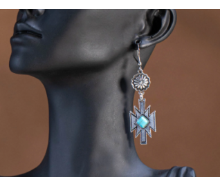 Turquoise Stone Aztec Dangling Earring