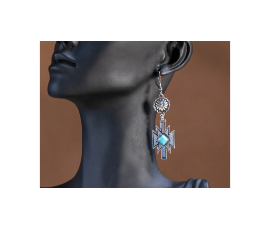Turquoise Stone Aztec Dangling Earring