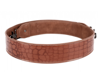 TB Western Guitar Style Croc Print Crossbody Strap - Brown