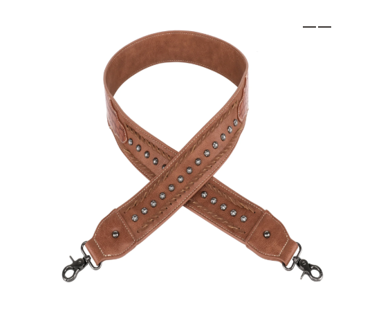 TB Western Guitar Style Croc Print Crossbody Strap - Brown