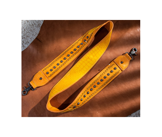 TB Western Guitar Style Croc Print Crossbody Strap - Yellow