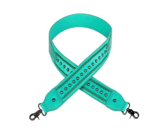 TB Western Guitar Style Croc Print Crossbody Strap - Light Green