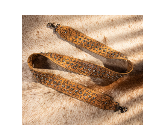 TB's Western Bling Bling Guitar Style Crossbody Strap - Light Khaki