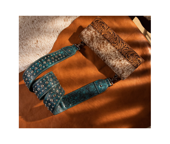 TB's Western Bling Bling Guitar Style Crossbody Strap - Dark Green