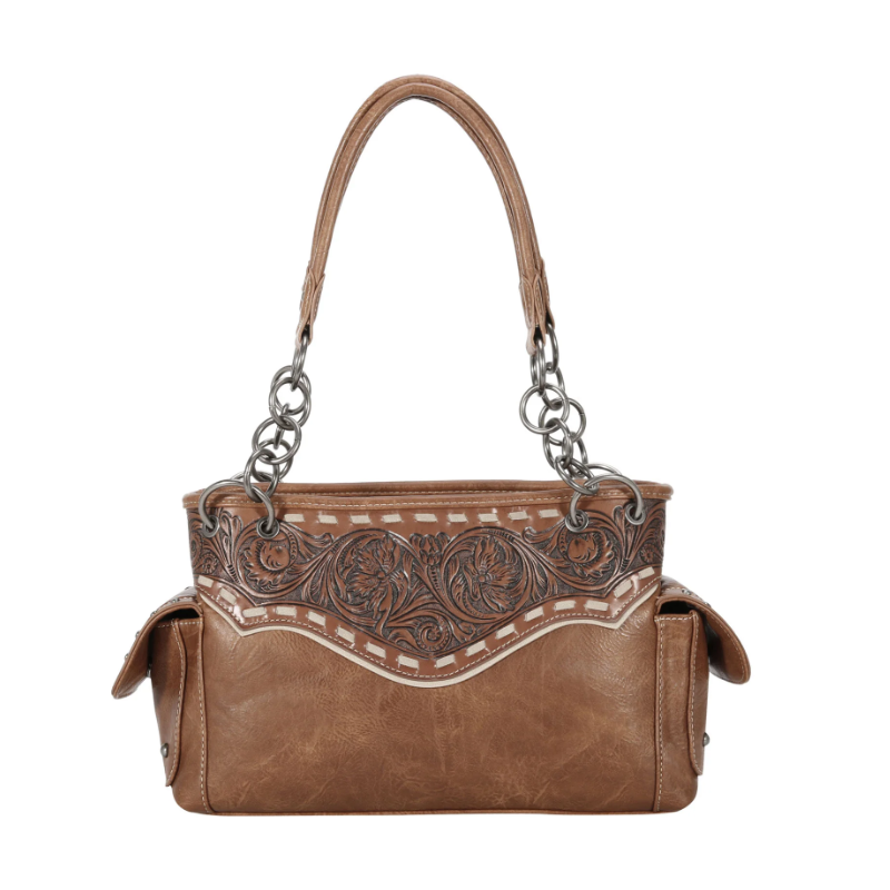 TW Collection Patterned Collection Concealed Carry Satchel Light Brown