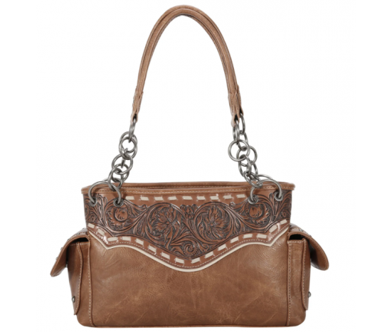 TW Collection Patterned Collection Concealed Carry Satchel Light Brown