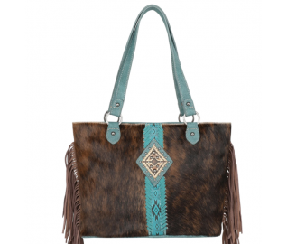TW Collection Hair On Cowhide Concealed Carry Tote Turquoise