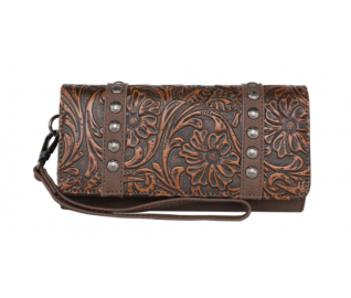 TW Collection Floral Tooled Collection Wallet Bronze