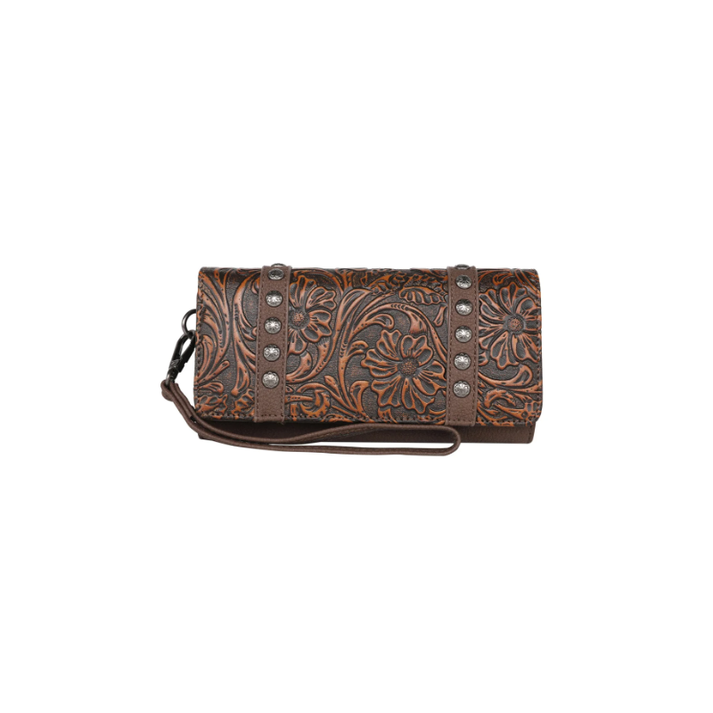 TW Collection Floral Tooled Collection Wallet Bronze