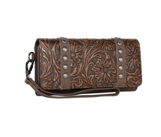 TW Collection Floral Tooled Collection Wallet Bronze