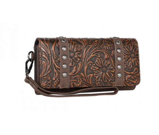 TW Collection Floral Tooled Collection Wallet Bronze