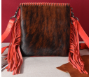 TW Collection Hair-On Cowhide Fringe Concealed Carry Crossbody Bag Tangerine