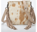TW Collection Hair-On Cowhide Fringe Concealed Carry Crossbody Bag White&Yellow