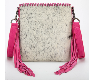 TW Collection Hair-On Cowhide Fringe Concealed Carry Crossbody Bag Pink