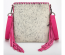 TW Collection Hair-On Cowhide Fringe Concealed Carry Crossbody Bag Pink