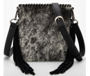 TW Collection Hair-On Cowhide Fringe Concealed Carry Crossbody Bag Grey