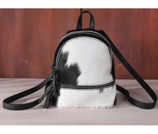 TW Collection Hair-On Cowhide Collection Mini Backpack Black&White