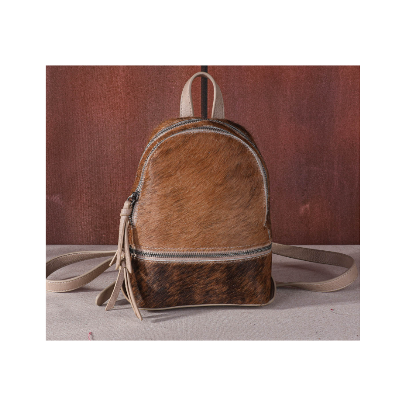 TW Collection Hair-On Cowhide Collection Mini Backpack Cream