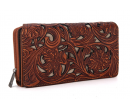 TW Collection Floral Tooled Collection Wallet Brown