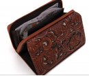 TW Collection Floral Tooled Collection Wallet Brown