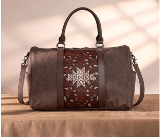 TW Pattern Tooled Collection Weekender Bag - Coffee